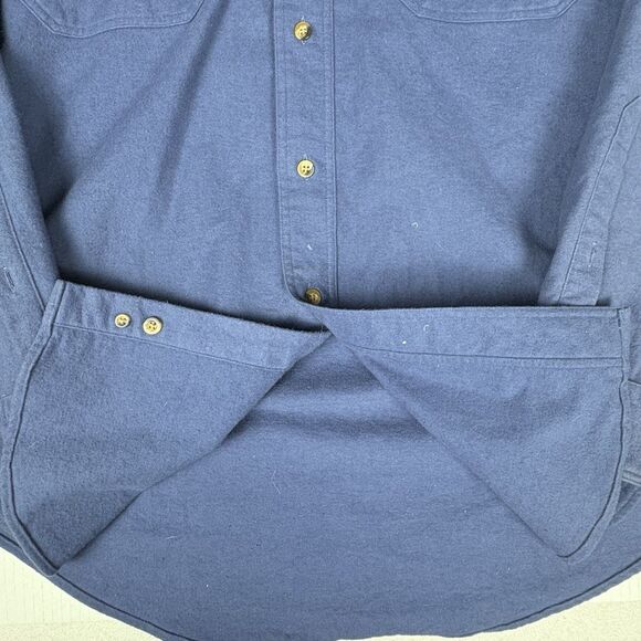 Vintage Lands End Heavy Fleece Flannel Shirt L Navy Fall ‘98 90s Workwear USA - Picture 5 of 6